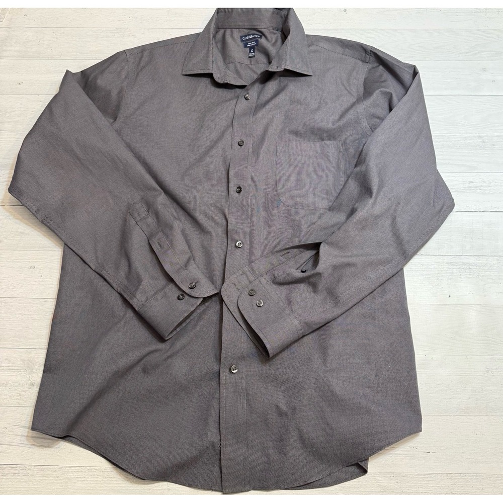 Croft & Barrow men's Grey long sleeve button down dress shirt size 17/36